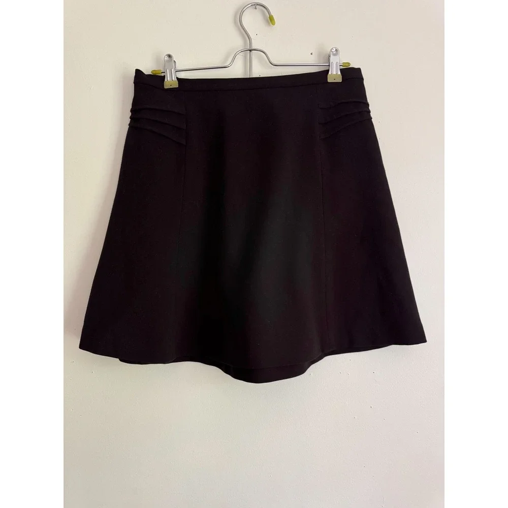 Mossimo Black A-Line Mini Skirt Women Medium Y2K Workwear Pleated Hip Detail